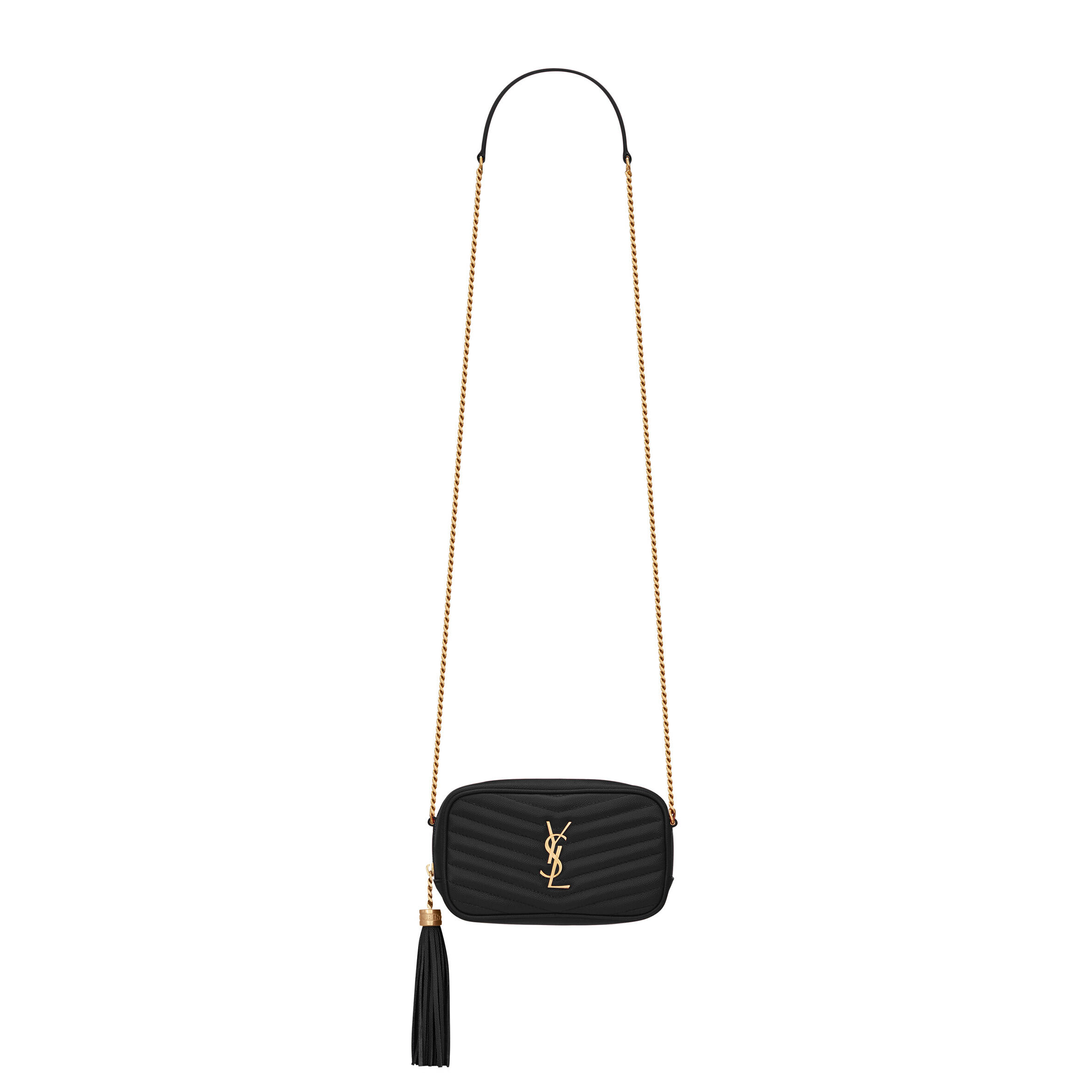 YSL LOU MINI BAG IN QUILTED GRAIN DE POUDRE EMBOSSED LEATHER 6125791GF011000 (19*10.5*5cm)